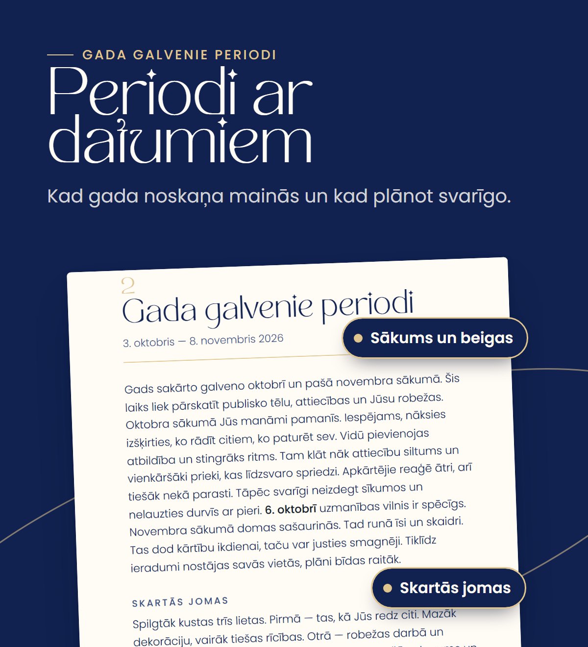 Galvenie periodi ar datumiem