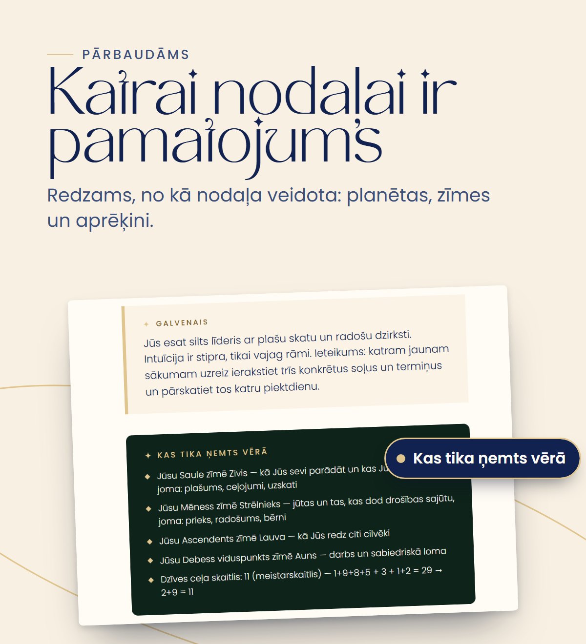 Katrai nodaļai ir pamatojums