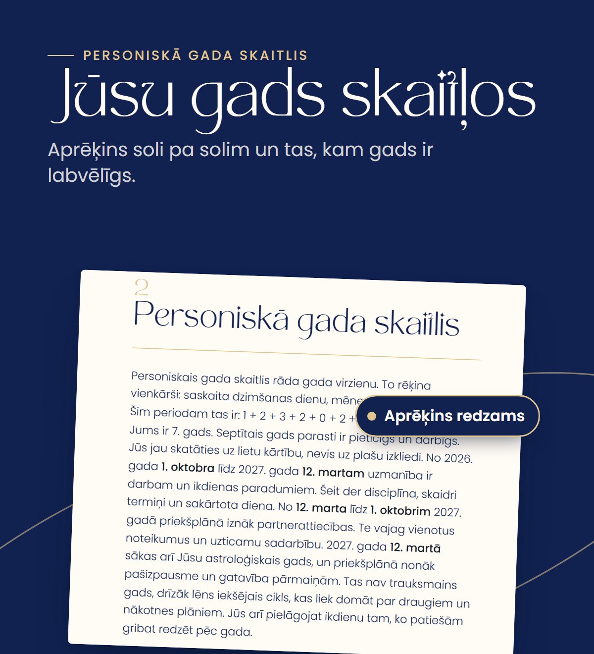 Personiskā gada skaitlis ar aprēķinu